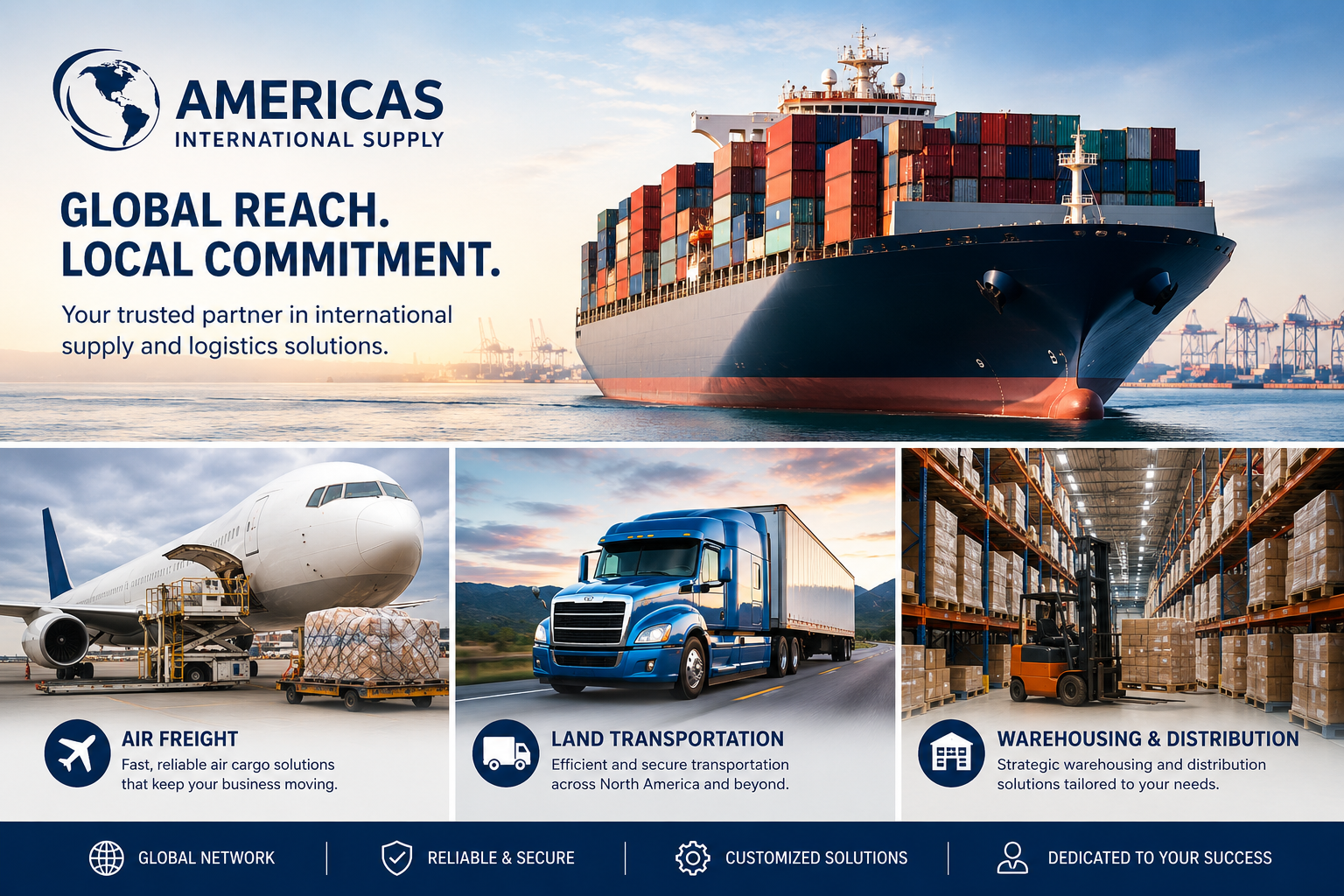 Industrial logistics solutions through maritime, air, land transport, and warehousing.